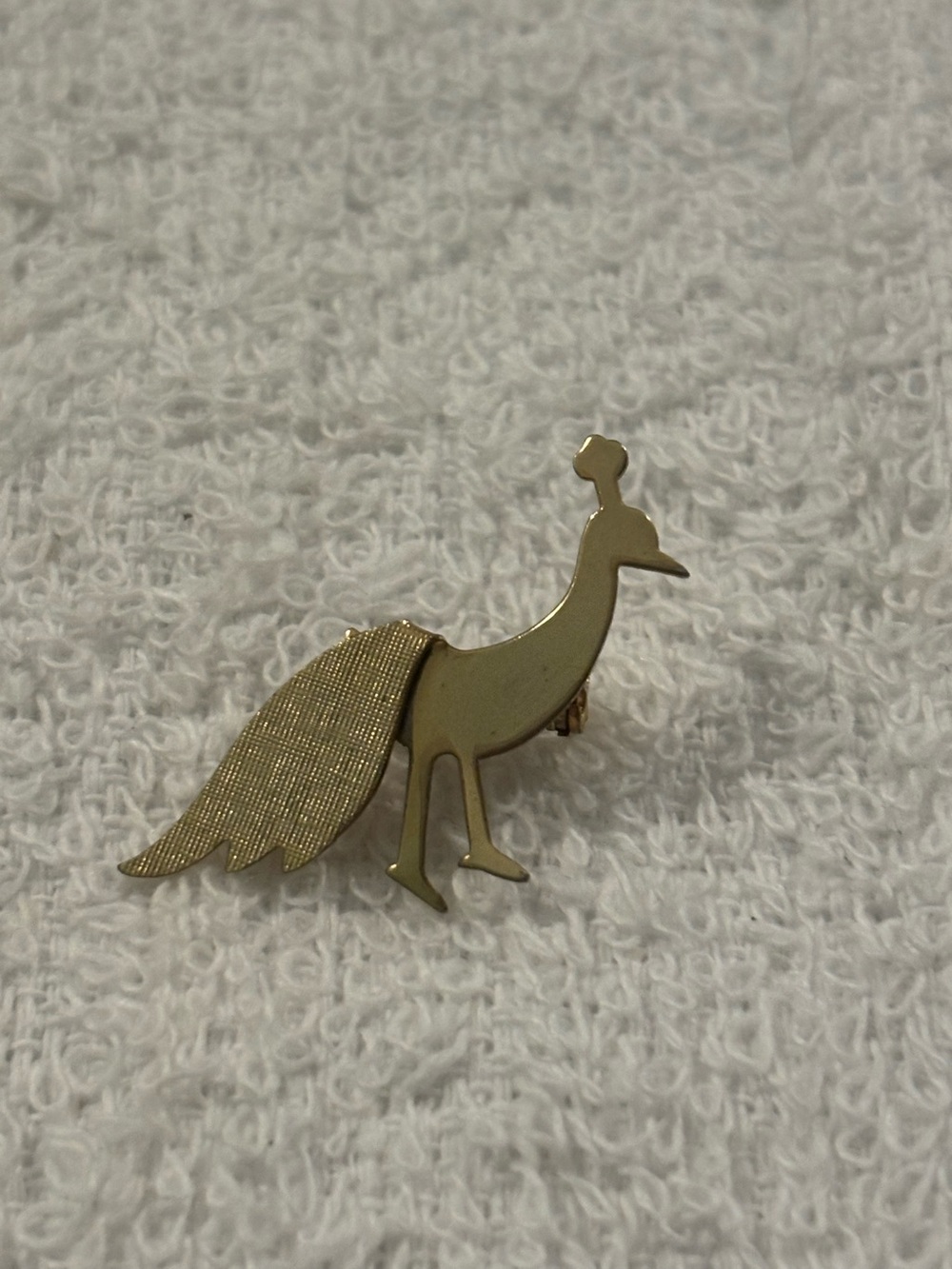 Vintage Gold Tone Peacock Brooch Pin
